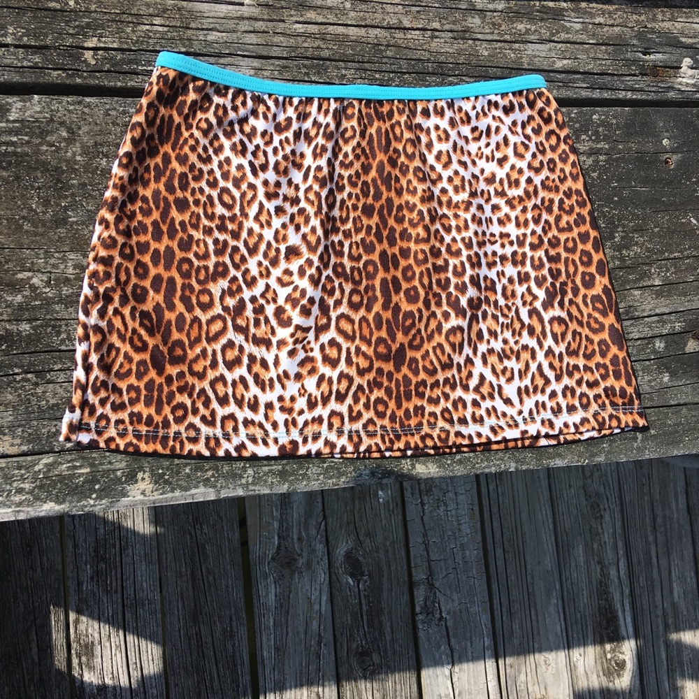 New NWOT leopard swim skirt cover up bottoms animal 16 S
